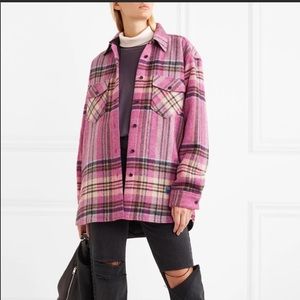 NWT We11 Done Pink Check Wool Flannel Shirt